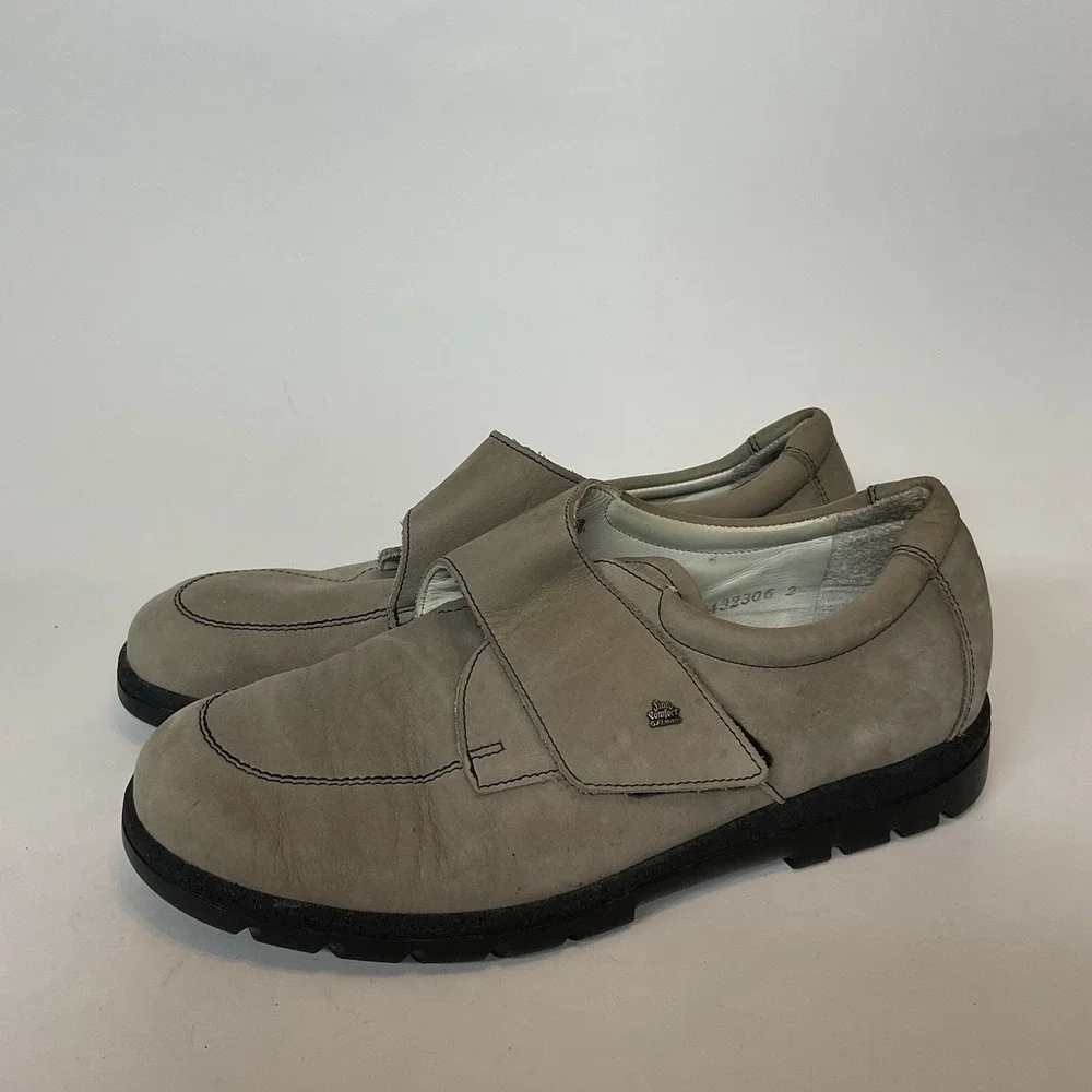 Dark Beige Tan Nubuck Leather FINN COMFORT Low Shoes w/Flap UK5 Women's 7,5 FLAW